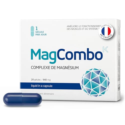 MagCombo – Magnésium pur concentré ; formule huileuse (spéciale) pour une absorption optimale, enrichie en vitamines B2, В6, В12 et С; testé en laboratoire (20 Prises)