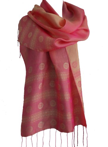 NEW! Fandori Satin Silk Scarf/Shawl with Contrasting Colors