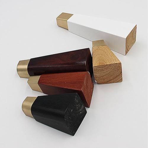 Patas de madera de caucho para muebles de interior con base de latón retro de 4,7" 5
