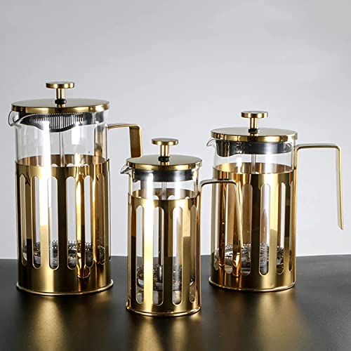 French Press Kaffeemaschine mit 3-Stufen-Filter, hitzebeständige Kaffeepresse aus Borosilikat-Edelstahl, Gold 9 French Press Kaffeemaschine mit 3-Stufen-Filter, hitzebeständige Kaffeepresse aus Borosilikat-Edelstahl, Gold