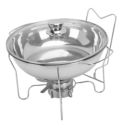 Haofy Réchauds Ronds pour Buffet, Chauffe-plats en Acier Inoxydable avec Couvercle en Verre et Récipient à Carburant, Idéal pour les Mariages, la Restauration, les événements, les Restaurants, les