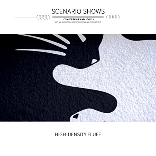 Cute Black And White Cat Round Rug Cartoon Floor Mat Non-Skid Bathroom Door Mat For Kitchen Dining Entrance Living Room Bedroom Game Room Carpet 2Ft #TOP4