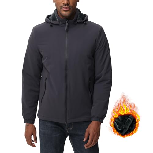 La Mejor Recopilación de Chaquetas para Hombre comprados en linea. 45 Chamarra Invierno para Hombre con Forro Polar con Capucha Desmontable Chamarra Táctica Impermeables Invierno Termico Ultra Suave Chaqueta Abrigo para Trabajo Senderismo (Mediano,...