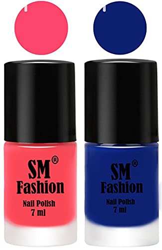 Image of Long Lasting Nail Polish | Nail Paint Combo 7 ml Each) - Set of 2 Pink-Blue