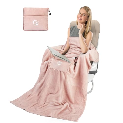 Tirrinia Soft Travel Blanket Pillow, 3-in-1 Foldable Airplane Throw Blanket,