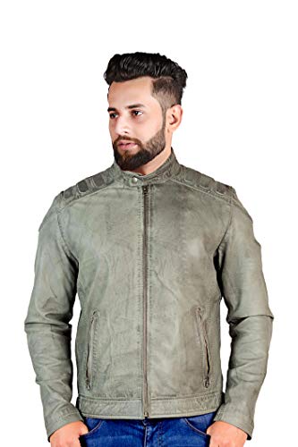 GRAY Color Casual Style Leather Jacket – Zipper Closure Fashion for Boys & Biker Fans
