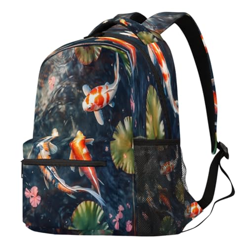 Sac à dos imprimé poisson koï grand format pour ordinateur et école