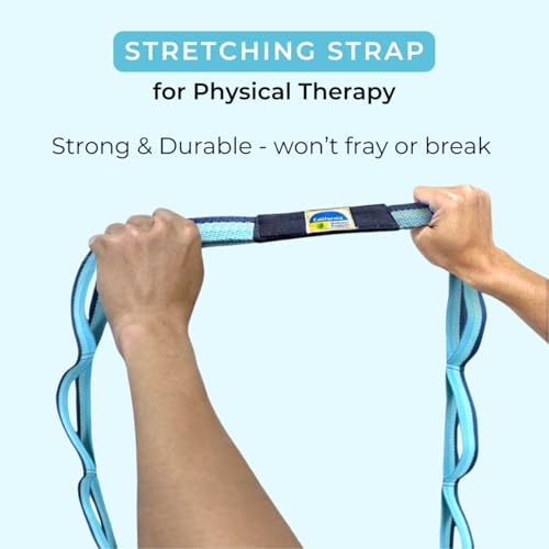 Image of Stretching Strap with Loops 12 Multi Loop Non Elastic Stretch Strap, Physical Therapy Equipment, Yoga Strap Stretch Bands for Exercise and Flexibility, Leg and Calf Stretcher Belt (Blue 1)