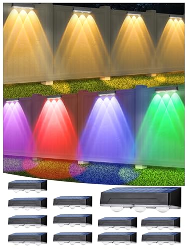Solar-Fence-Lights-12-Pack-RGB-Warm-White-Cool-White-12-Modes Solar Fence Lights 12 Pack, RGB & Warm White & Cool White & 12 Modes - Image 1