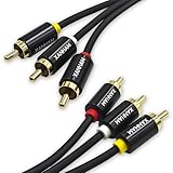 XANHAM 3RCA to 3RCA Cable 3.3 Feet Gold-Plated Contacts 3 RCA Male to Male Audio Cable for Speaker, Hi-Fi Systems, Home Theater, HDTV, etc.