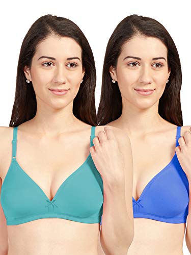 Image of SONARI Omania Womens Non-Padded Cotton Polyester Bras - Solid, Non-Wired, Medium Coverage, Hand Washable (Pack of 2)