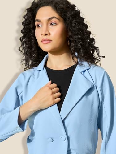 Image of Stylish Solid Polyester Women's Formal and Casual Wear Cropped Blazer