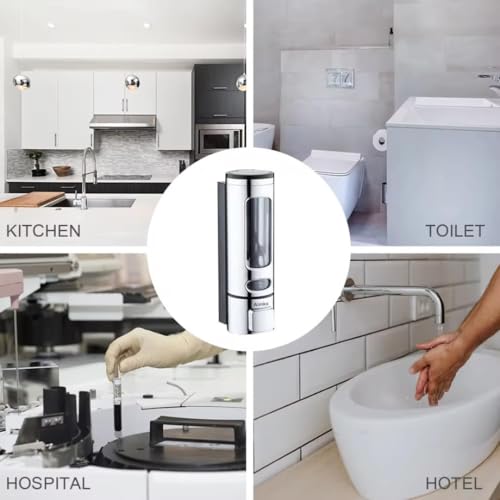 Image of 400 ML Wall Mounted Soap Dispenser | ABS Material with Transparent Liquid Indicator, Ideal Hand Wash Dispenser Bottles | Ideal for Wash Basin or Kitchen Sink | Home | Office (Chrome)