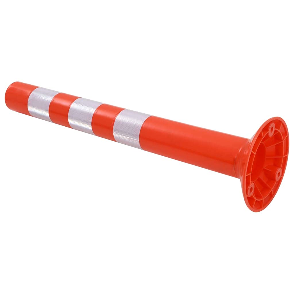 Bolardos de tráfico de plástico, 2 unidades, 75 cm de alto, color rojo y plateado con bandas reflectantes para aparcamiento, señal de señalización de aparcamiento, señal de señalización de