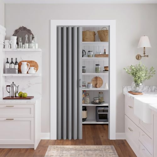 Image of SmartStandard 36 inch x 80 inch Accordion Doors Interior, Double Walled, Gray Oak
