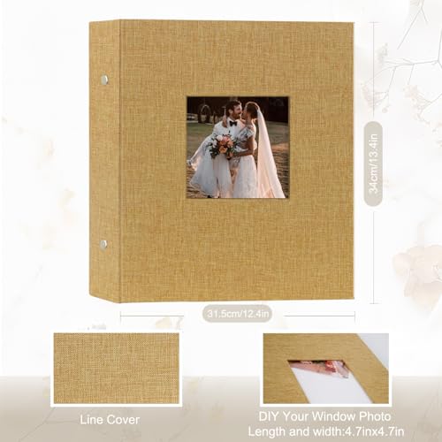 Artmag Fabric Photo Album 4x6 1000 Large Capacity for Family Wedding Anniversary Linen Album Holds 1000 Horizontal and Vertical Photos (1000 Pockets, Khaki)