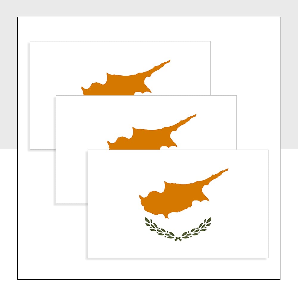 Packwith Cyprus Flag Car Stickers Pack Of 3 (100 X 60Mm) Waterproof Cyp Labels For Bike Van Helmet Packwith® #P1052