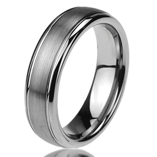 Free Engraving Personalized Titanium Comfort Fit Wedding Band Ring 6mm Brushed Centered Domed Ring