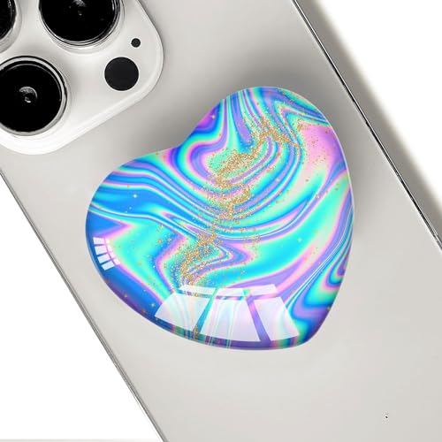 Luhoit Expandiing Cell Phone Grip Heart Shape Glass Finger Holder for Smartphones, Cellphone...