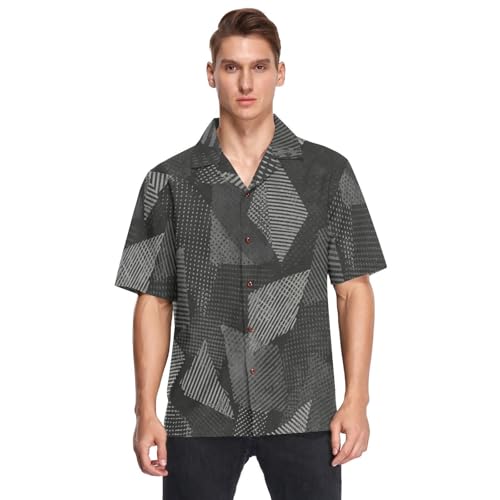 Chemise hawaïenne homme en texture fragmentée haut de gamme gris foncé