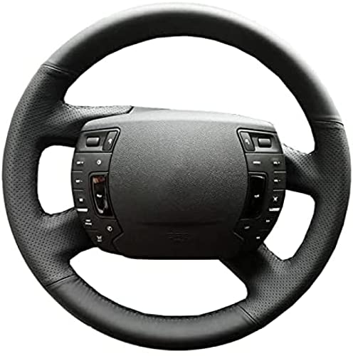 Lenkrad-Nähen, für Citroen C5 2008-2017 DIY handgenähte Auto-Lenkradabdeckung, schwarz, rutschfest, Blauer Faden Lenkrad-Nähen, für Citroen C5 2008-2017 DIY handgenähte Auto-Lenkradabdeckung, schwarz, rutschfest, Blauer Faden