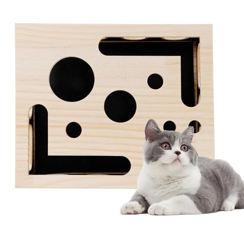 Ruaizel Puzzle da gioco per gatti, lima per unghie di gatto, scatola in legno con carta vetrata, giocattolo interattivo per gatti di casa, divertente gattino per unghie
