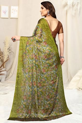 Image of MIRCHI FASHION Saree for Woman Chiffon Floral Printed | Breathable Lightweight Summer Sari for Office and Home Use with Blouse Piece (Available in 20 Colors)