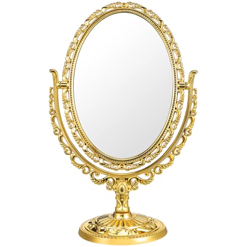 Espejo de maquillaje ovalado europeo estilo retro miniatura 1