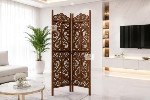 Image of Partition for Living Room,Divider,Partition Wall Room Divider Screen Separator, Wall Panel Divider for Hall | Bedroom |Office | Puja Room | Restaurant S Design (2 Panel Antique)