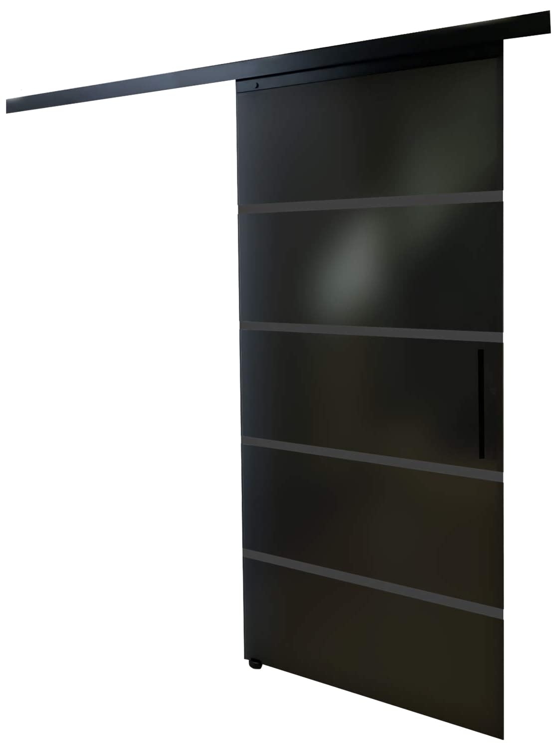 inova wohnen Glasschiebetür Blockstreifen schwarz 90 x 203,5 cm – Komplettset mit Schienensystem und Stabgriff