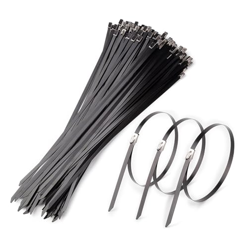 Juego de 100 cierres de metal versátiles resistentes de color negro adecuados para granjas, tuberías, techos y varios usos en interiores