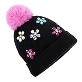 PinkSheep Toddler Winter Hat, Cute Girls Warm Beanie with Pom Pom and Fleece Lined Winter Hats,Fashion Kids Knit Beanies Cap