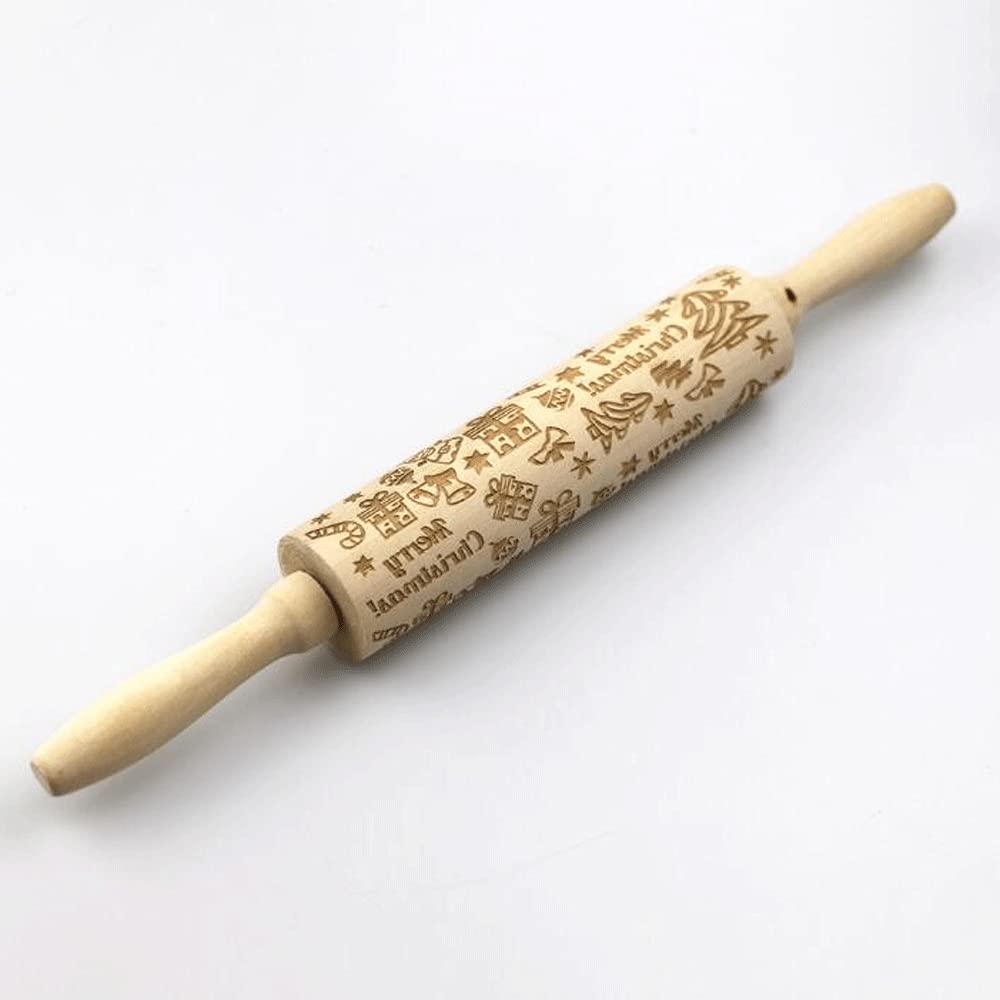 Rodillo con Relieve de Madera, Fondant, Masa para Pasteles, Galletas, Fideos, Galletas, patrón de Flores, Rodillo Grabado para envío Directo (C)
