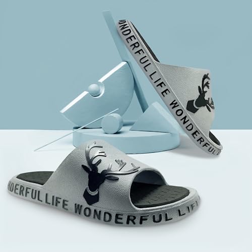 Image of BRUTON Slides, Eco Friendly Slides for Men, Boys Natural Rubber Light-Weight Slippers