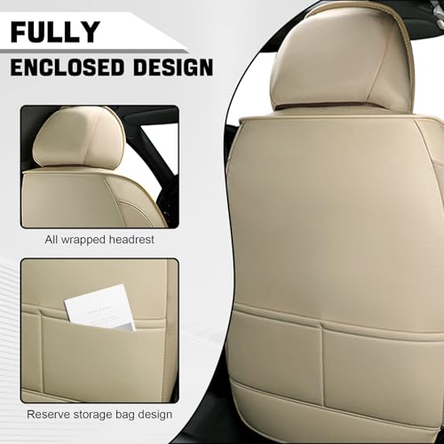 Image of Car Seat Cover for Jeep Wrangler 2000-2026, Driver's Seat Covers,Non-Slip Waterproof seat Cover,Wear-Resistant Nappa Leather car seat Covers. (Luxury 2 Seats /Beign)