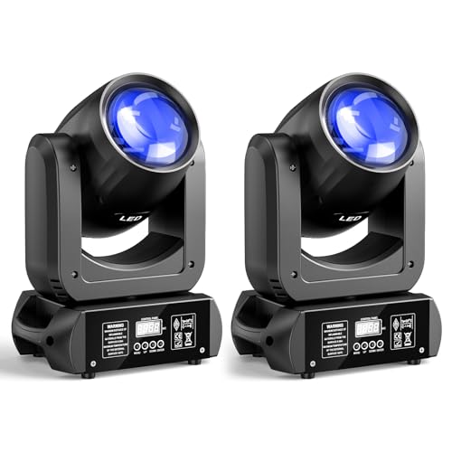Paquet de 2 Lyre LED 150W Projecteur à tête mobile pour scène éclairage à faisceau spot prisme rotatif, 8 gobos, éclairage de scène activé lumières de fête par le son pour mariage, église, live Paquet de 2 Lyre LED 150W Projecteur à tête mobile pour scène éclairage à faisceau spot prisme rotatif, 8 gobos, éclairage de scène activé lumières de fête par le son pour mariage, église, live