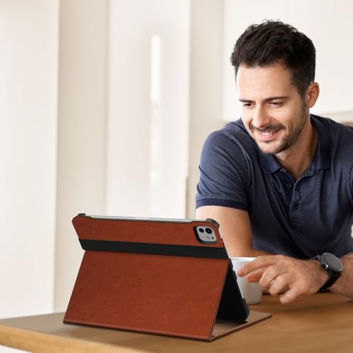 Image of Fintie Folio Case for iPad Pro 11-inch (M5) 2025 / (M4) 2024 - Multiple Angles Viewing Stand Protective Cover with Pencil Holder & Pocket, Auto Wake /Sleep, Brown