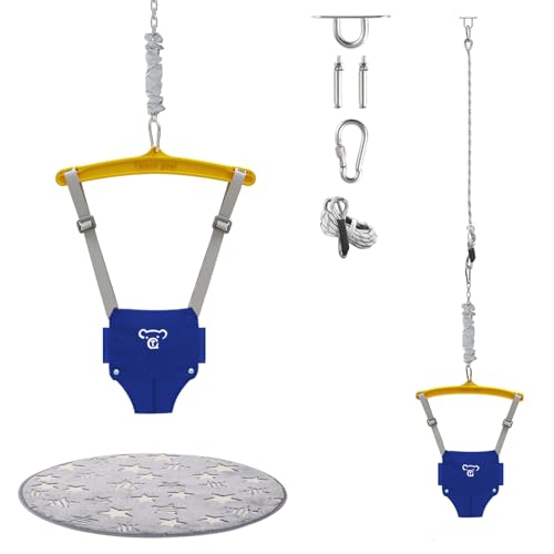 Image of Baby Jumper with a Ceiling Hook for Infant & Toddlers, Baby Door Jumper with Adjustable Chain, Protable Kids Bouncers for Indoor/Outdoor, Baby Doorway Jumper with Soft Rug