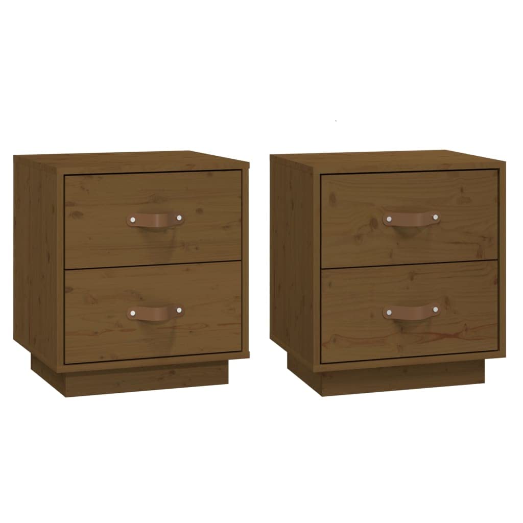 Table de chevet marron miel 2 tiroirs pour meuble de nuit