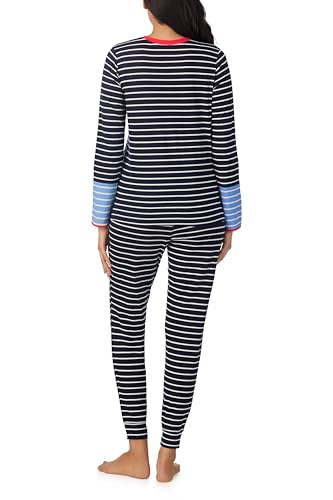 Nautica Striped Lightweight Cotton Pajama PJ Set for Women, Womens Long Sleeve PJs Pajamas Crewneck Shirt & Jogger Pants Sets2