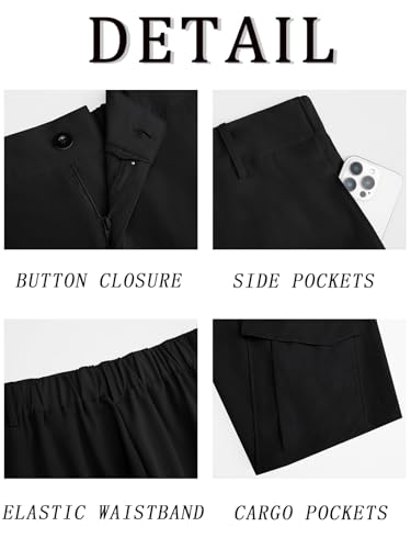 Runcati Mens 9" Golf Shorts Quick Dry Stretch Lightweight Elastic Waist Work Hiking Summer Dress Shorts with 4 Pockets Black — view 5