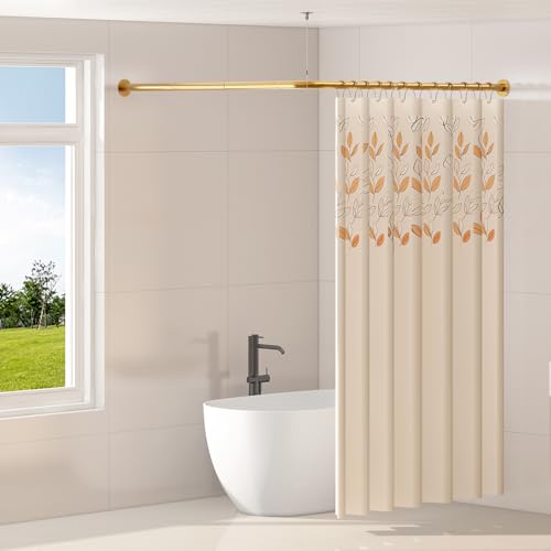 Tringle à rideau de douche d angle L réglable 90 degrés avec crochets - 3
