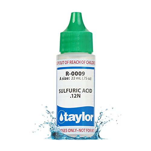 Taylor Technologies R-0009-A Sulfuric Acid .12N Reagent 0.75 Ounce for Testing Total Alkalinity Levels in Pool and Spas Dropper Rell for Water Test Kits Replace Annually | Made in the USA