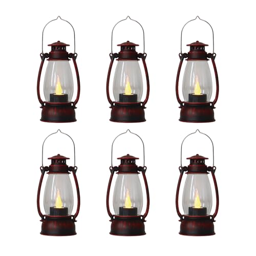 Pack de 6 mini linternas LED rojas decorativas con luz parpadeante para bodas y eventos 1