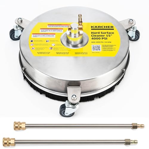 Kärcher - Limpiador Universal de Superficies de Metal de 4000 PSI con 3 Ruedas para lavadoras a presión - 15 Pulgadas y con 2 varitas de extensión - Accesorio para Lavadora a presión