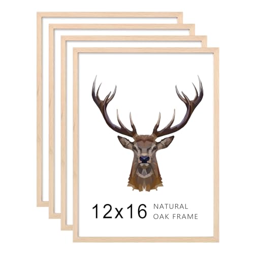 KINLINK 12x16 Picture Frames Natural Oak, Oak Wood Frames 12x16 for