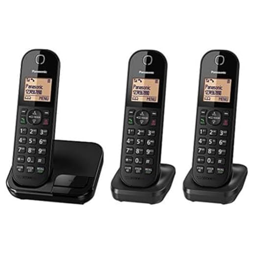 Panasonic KX-TGC41 Digital Cordless Phone with Nuisance Call Blocker, speakerphone and call waiting - Black (Pack of 3)