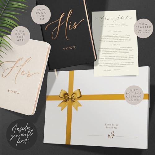 Image of ARTESORI Vow Books His and Hers - Linen Wedding Vow Books Perfect as Bride & Groom Gifts, Wedding Registry Ideas - His & Hers Gifts Wedding Vow Book - Wedding Essentials & Accessories [Ivory & Black]