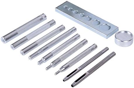 Meici Hotusi 11 Pcs DIY Leathercraft Tool Leather Rivet Setter, Leather Puch Tool,Punch Snap Kit for Hole Punch and Install Rivet Button