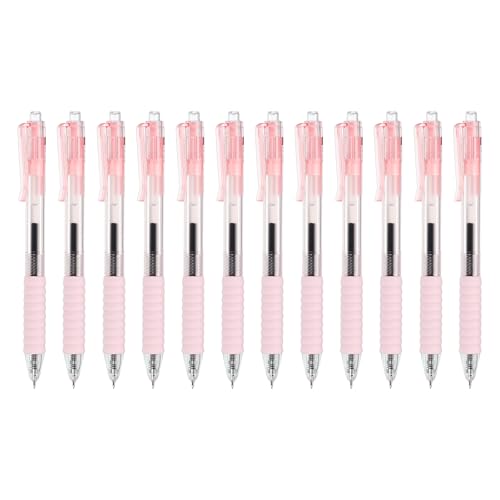 Pack de 12 bolígrafos retráctiles color rosa, punta fina 0.5mm